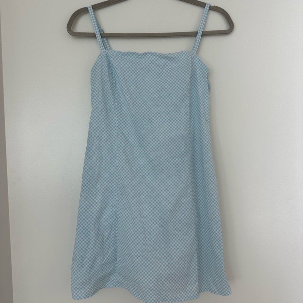 Light Blue Gingham Skort Dress